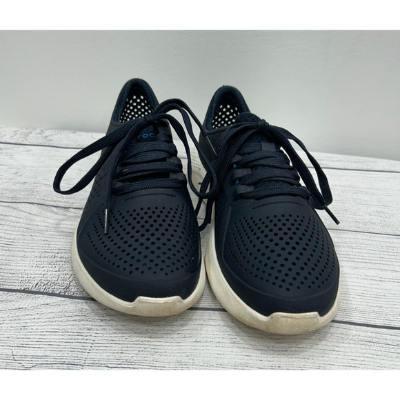 Crocs Lite Ride Pacer Mens Navy Breathable Lace Up Sneakers Shoe Size 7 - Picture 1 of 11